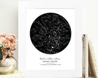 Personalized Star Map By Date Framed Option Constellation Map Star Map Print Anniversary Gift For Girlfriend Valentines Day Gift For Wife