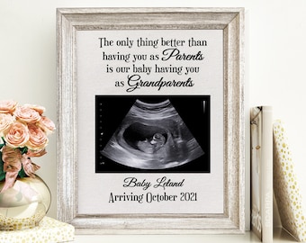 Pregnancy Reveal To Grandparents Pregnancy Announcement Baby Announcement Grandparent Frame Personalized Ultrasound Frame For Grandparents