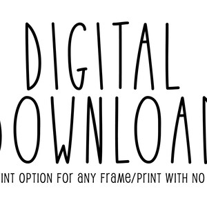 May include: Digital download text in black on a white background. DIY print option for any frame/print with no map.