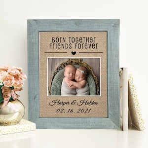 Twins Picture Frame Personalized Twin Baby Shower Gift For Mom Of Twins Nursery Decor Born Together Friends Forever