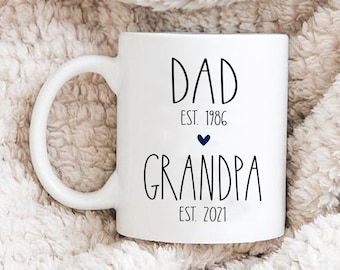 Grandpa Fathers Day Gift New Grandpa Coffee Mug Minimal Personalized Pregnancy Announcement Reveal Grandfather Dad Grandpa Est