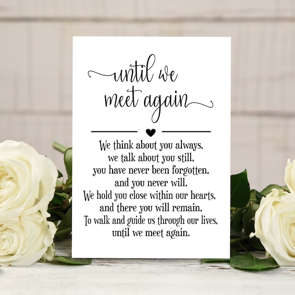 Memorial Svg In Loving Memory Printable Until We Meet Again DIY Wedding Sign Idea Funeral Digital Download Cricut Silhouette Eps Png Dxf Jpg