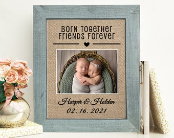 Twins Picture Frame Personalize Twin Baby Gift Twin Photo Frame Gift For Twins Mom Of Twins Gift Born Twins Baby Shower Gift Twin Photo Gift