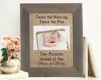 Twin Baby Gift Frame With Names Personalized Twin Gift Twin Picture Frame Twin Gifts Boy And Girl Custom Twin Nursery Decor Twin Photo Frame