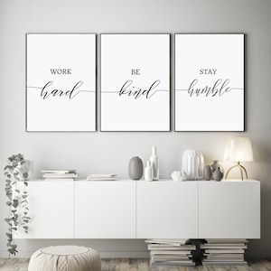 Büro Wand Kunst SVG Büro Wand Dekor SVG Arbeit hart Be Kind Bleiben Sie Humble Druck