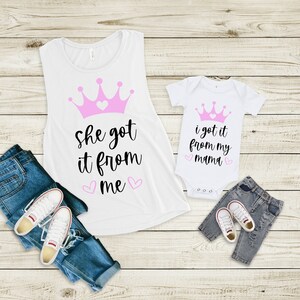 Eu peguei da minha mãe Svg Ela pegou de mim Svg Mãe e bebê Svg Mamãe e eu Svg Mãe e filha Svg Camiseta mãe e filha Svg para onsie