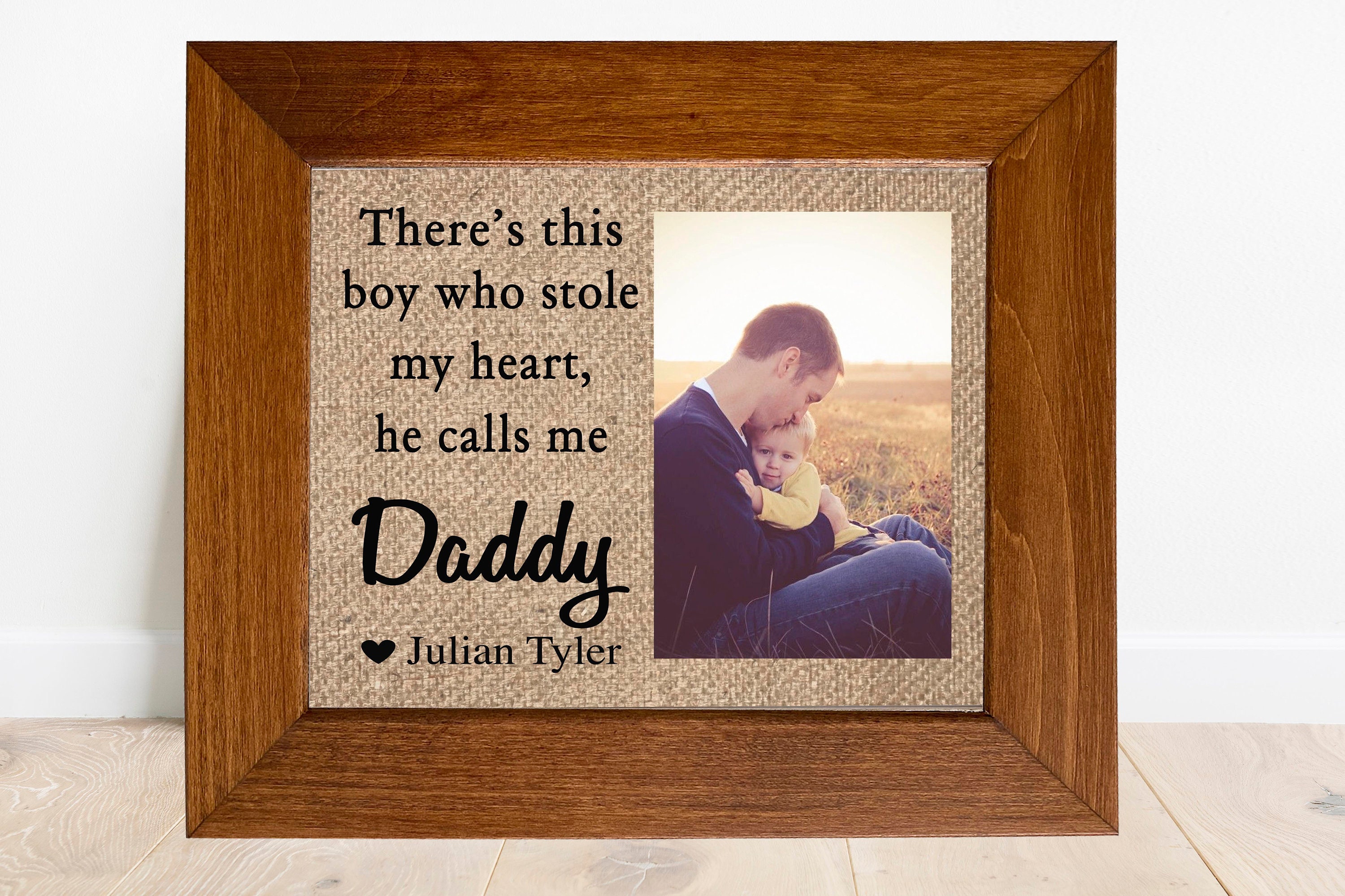 Father Son Picture Frame Personalized Fathers Day Gift Theres Etsy