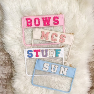 Nylon Pouch With Patches Custom Makeup Bag Bridesmaid Gift With Name Preppy Cosmetic Bag Personalized Women Birthday Gift For Her bild 1