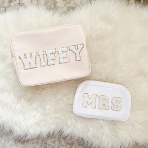 Bride Makeup Bag Personalized Bride Gift Mrs Makeup Bag Custom Bride Bag Bride Cosmetic Bag Bride Pouch Bridal Shower Gift For Bride image 1