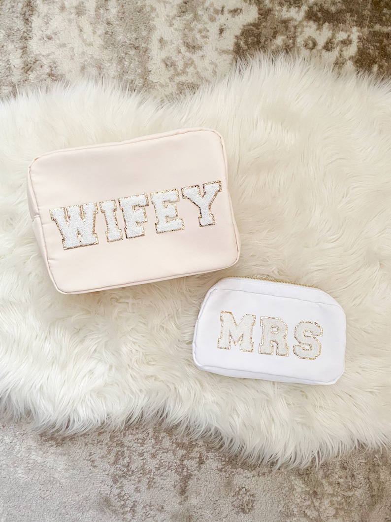 Bride Makeup Bag Personalized Bride Gift Mrs Makeup Bag Custom Bride Bag Bride Cosmetic Bag Bride Pouch Bridal Shower Gift For Bride image 1