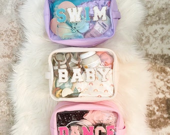 Clear Makeup Bag Personalized Clear Pouch With Patches Custom Clear Toiletry Bag For Women Clear Cosmetic Bag With Zipper Christmas Gift Her