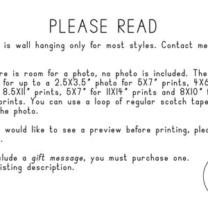 May include: Text on a white background with black text that reads "PLEASE READ" followed by a list of instructions for ordering prints. The text includes information about the size of the prints and how to attach a photo. The text also includes a link to the shop's listing description. The text is followed by a logo for "THE LOKI SHOP".