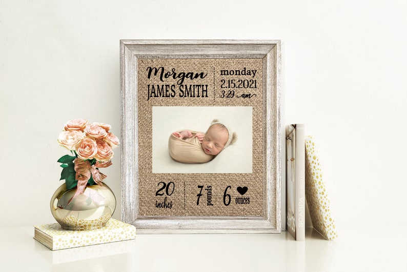 Baby Birth Stats Frame Baby Picture Frame With Name Personalized Baby Frame Baby Photo Frame Birth Announcement Frame Newborn Picture Frame 