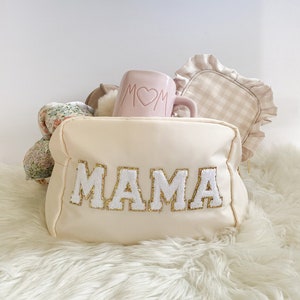 Mama Makeup Bag With Patches New Mom Mothers Day Gift Bag Hospital Or Diaper Bag Organizer Baby Shower First Time Mom Gift