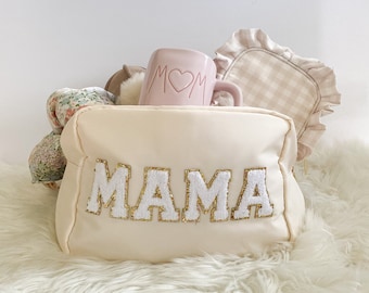 Mama Makeup Bag With Patches New Mom Mothers Day Gift Bag Hospital Or Diaper Bag Organizer Baby Shower First Time Mom Gift