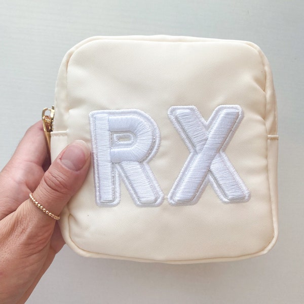 Meds Bag Rx Pouch With Patches Stocking Stuffer Cute Christmas Gift Rx Bag Meds Pouch With Letters