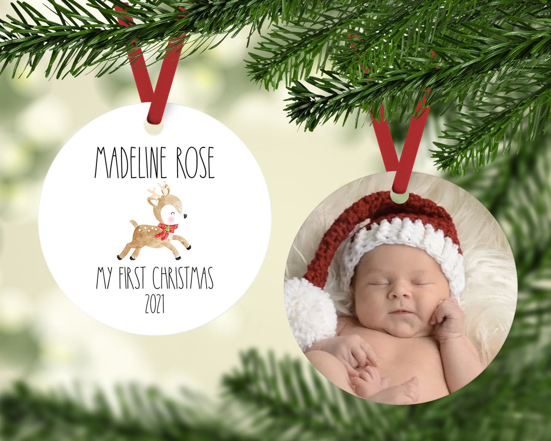 Personalized Babys First Christmas Ornament 2023 - My First Christmas Ornament 2023 - Baby Boy Babies 1st Photo Frame Ornament, 1st Christmas Ornament 2023 - Free Customization