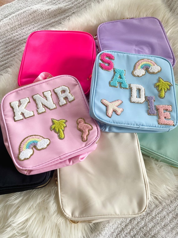 Cute Lunch Bag Birthday Gift For Teenage Girls Custom Nylon Cooler Bag Preppy Women's Personalized Lunch Box With Patches