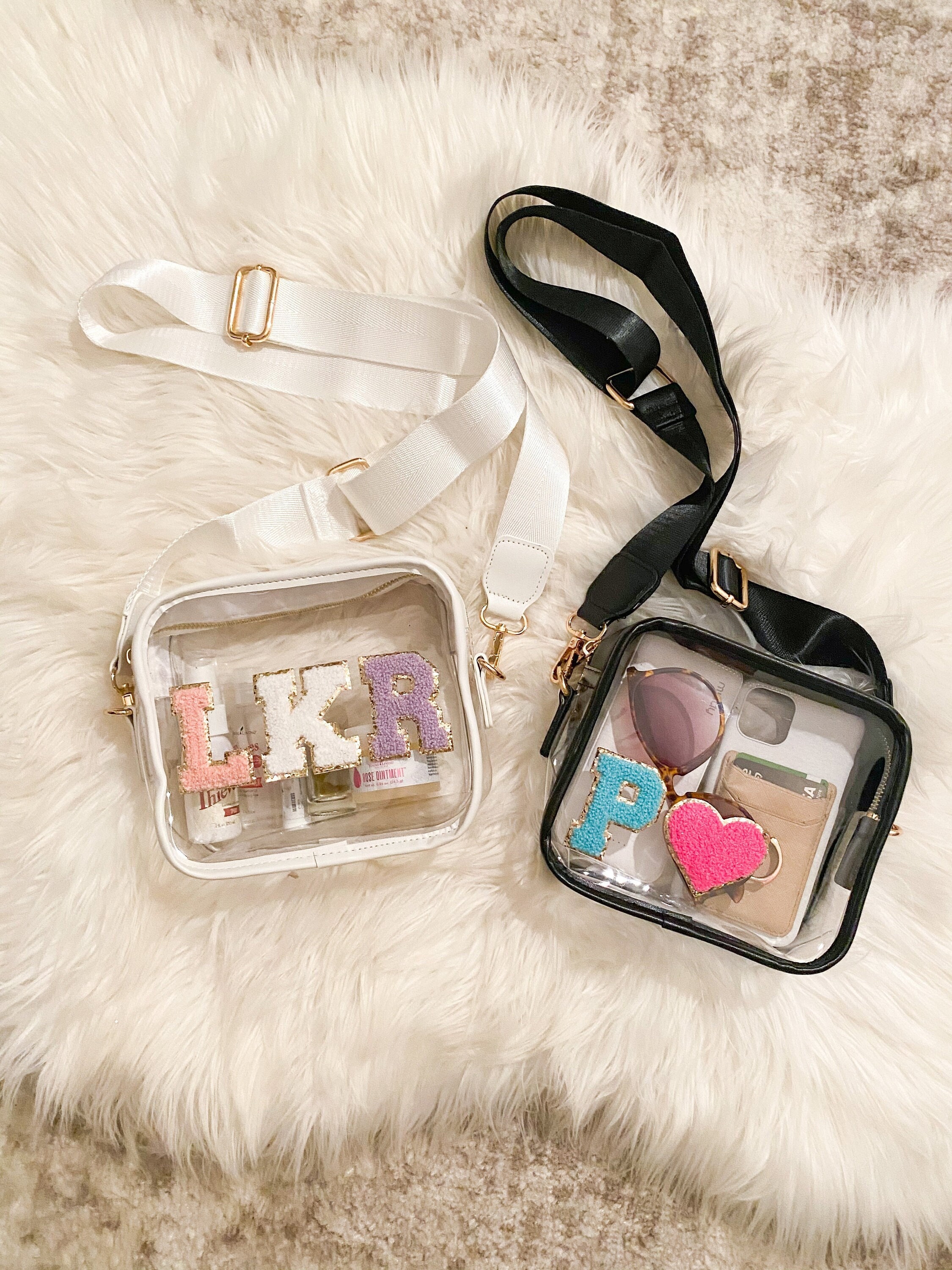 Clear Square Bag with Heart Patch