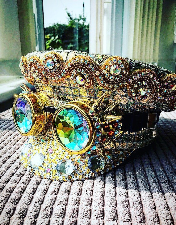 Deluxe Sequin Festival Hat - Rainbow Gold Studded main image 1