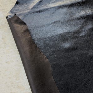 Small Full Hide, Crinkly Grainy Leather Hide, Black Leather Hide, Whole Leather Hide, 6 -6.5 Sq Ft, Low Gloss Finish