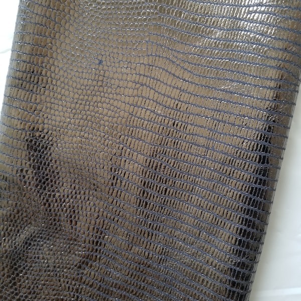 New Leather, Metallic Bronze, Embossed Snakeskin Cowhide, Leather Sheet, Leather Pieces, Genuine Leather Piece,