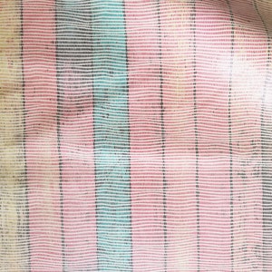 Real Leather Fabric, 8&quot; X 10&quot; Pale Washed Out Pastel Stripes Leather Hide