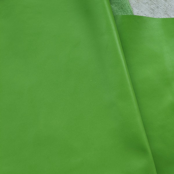 Bottle Green Cowhide Leather, Genuine Leather Sheet, Real Leather Pieces