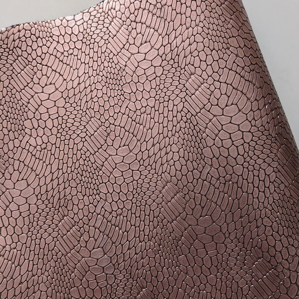 NEW Leather, Crafting Leather, Firm Satiny Metallic Violet  / Champagne Shaded Snake Hide - Snakeskin Cowhide