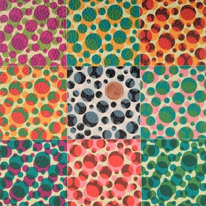 Abstract Leather Sheets, Colorful Circles, Leather Cowhide, Genuine Leather Sheets, Genuine Leather Cuts, Real Leather Pieces, LF278