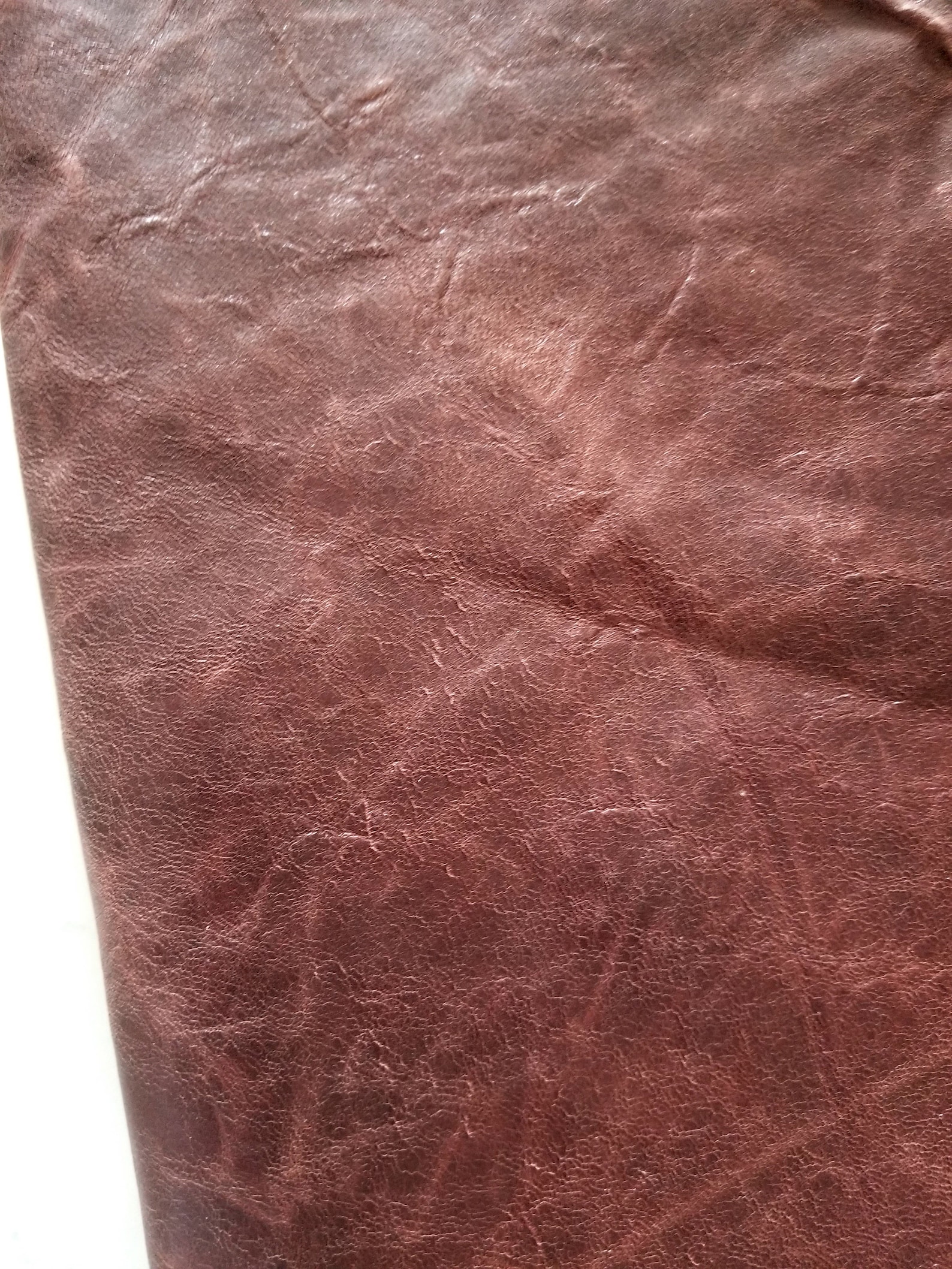 Genuine Leather Fabric Dark Crinkly Matte Oxblood / Etsy