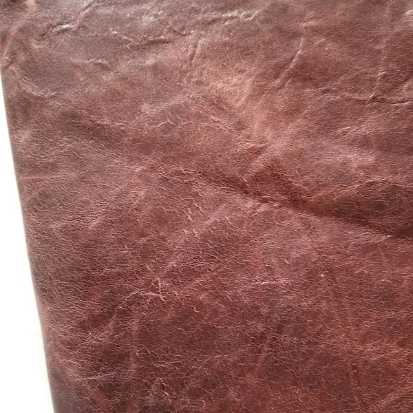 Genuine Leather Fabric, Dark Crinkly Matte Oxblood / Garnet Leather, Real Leather Sheets, Leather For Crafts,