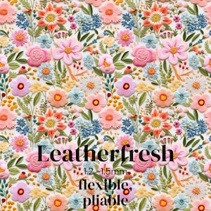 Floral Leather, Real Leather Fabric, Genuine Leather Sheets, Real Leather Hides, Embroidery Flower Print Leather