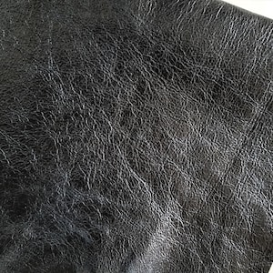 Genuine Leather Fabric, Grainy Dark Blue / Black Leather, Real Leather Pieces