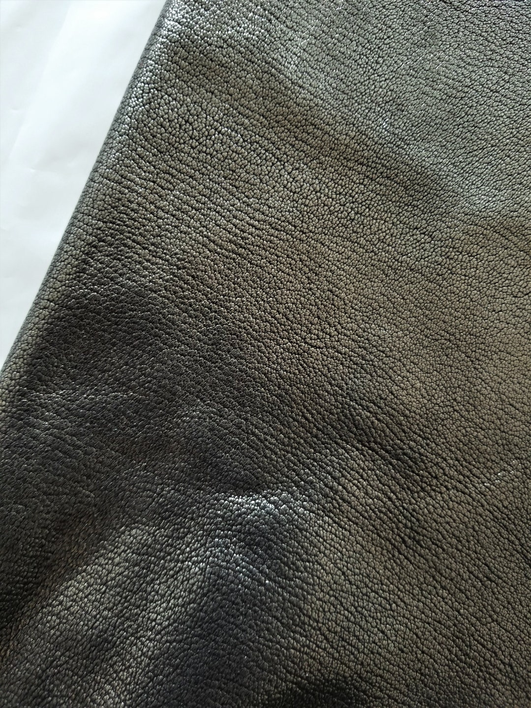 Real Leather Fabric Smooth Dark Grey Leather Hide Leather Etsy