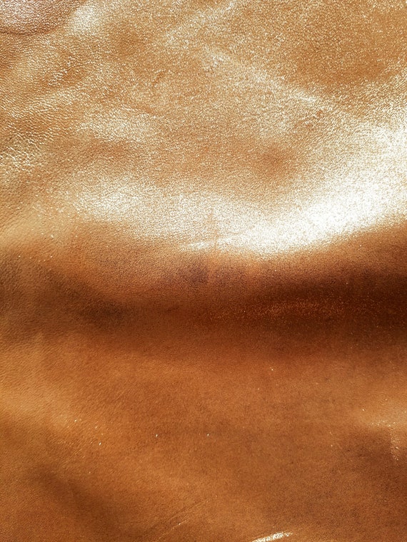 Grainy Red Tone Gold Sparkle Leather Hide