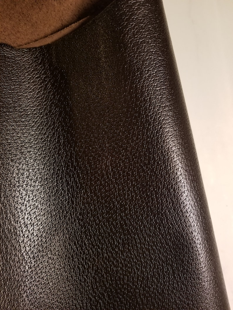 New Leather Real Leather Fabric Dark Brown Leather Real Etsy