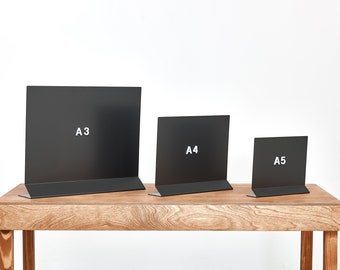 Set of metal magnetic table top sign boards, T shape, menu, offer, horizontal, landscape A5, A4, A3 size (Half letter, Letter, Ledger)
