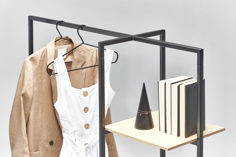 SET of 2 retail clothing rails with shelves boutique Etsy