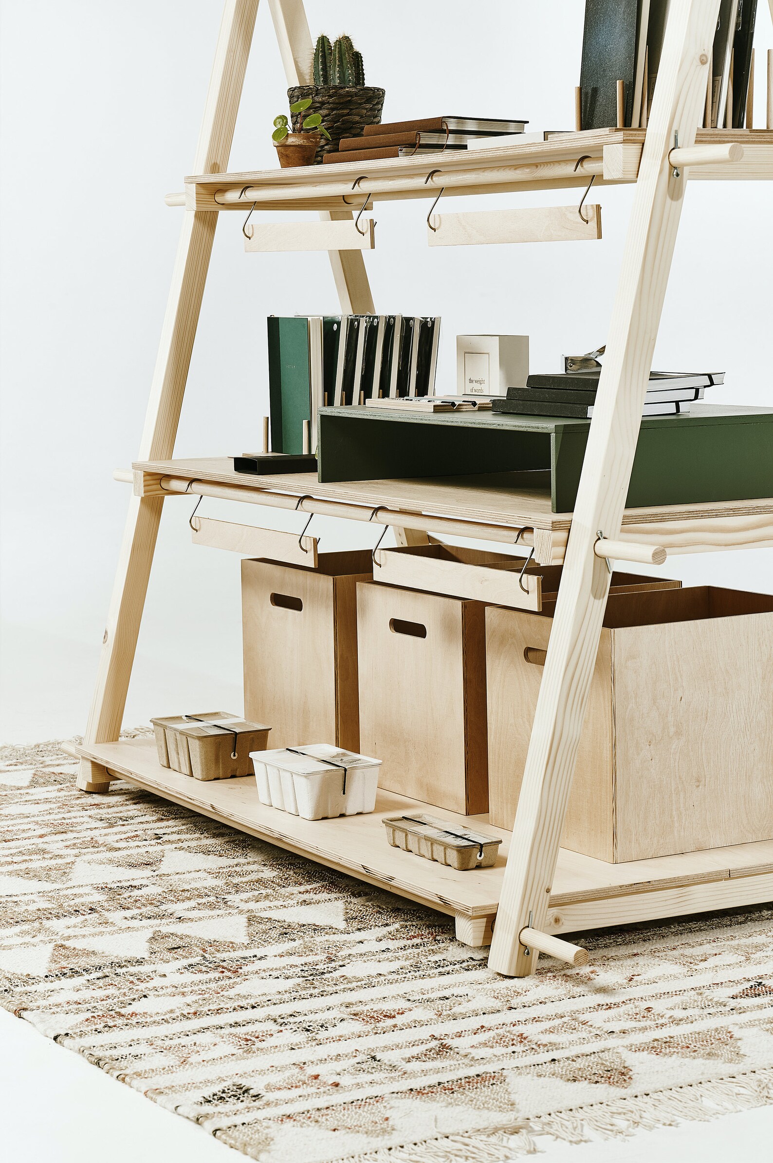 Portable Shelving Unit VS02L With 3 Plywood Shelves Counter Etsy