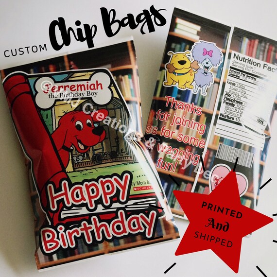 Custom Clifford the Big Red Dog chip bags Custom orders Printed and shipped to you!! Il_570xn