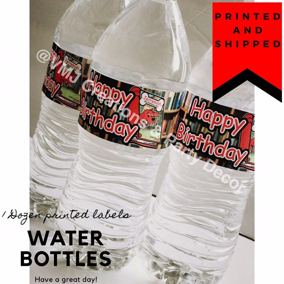 Custom Water bottle lables Clifford the Big Red Dog Printed and Shipped to you Il_570xn
