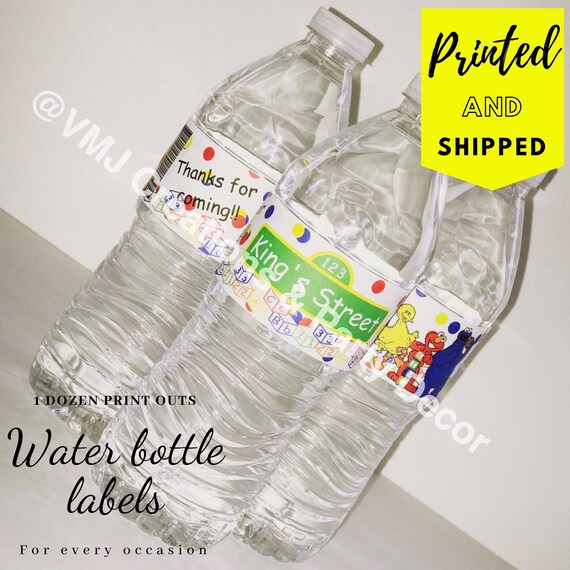Custom Sesame Street water bottle labels Elmo Big Bird Cookie Monster printed and shipped to you!! Il_570xn