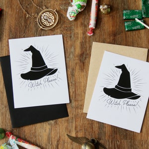 Carte de vœux Witch Please | carte d’amitié d’Halloween | carte d’amitié Punny | Carte de sorcière illustrée