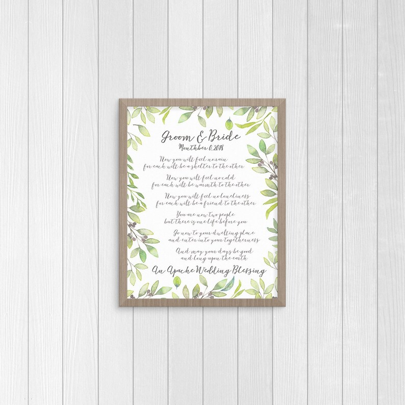 Customizable Apache Wedding Blessing Printable Etsy