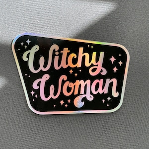 Naklejka Witchy Woman | Holograficzna, odporna na warunki atmosferyczne, mistyczna faza księżyca Stevie Nicks Estetyczna naklejka