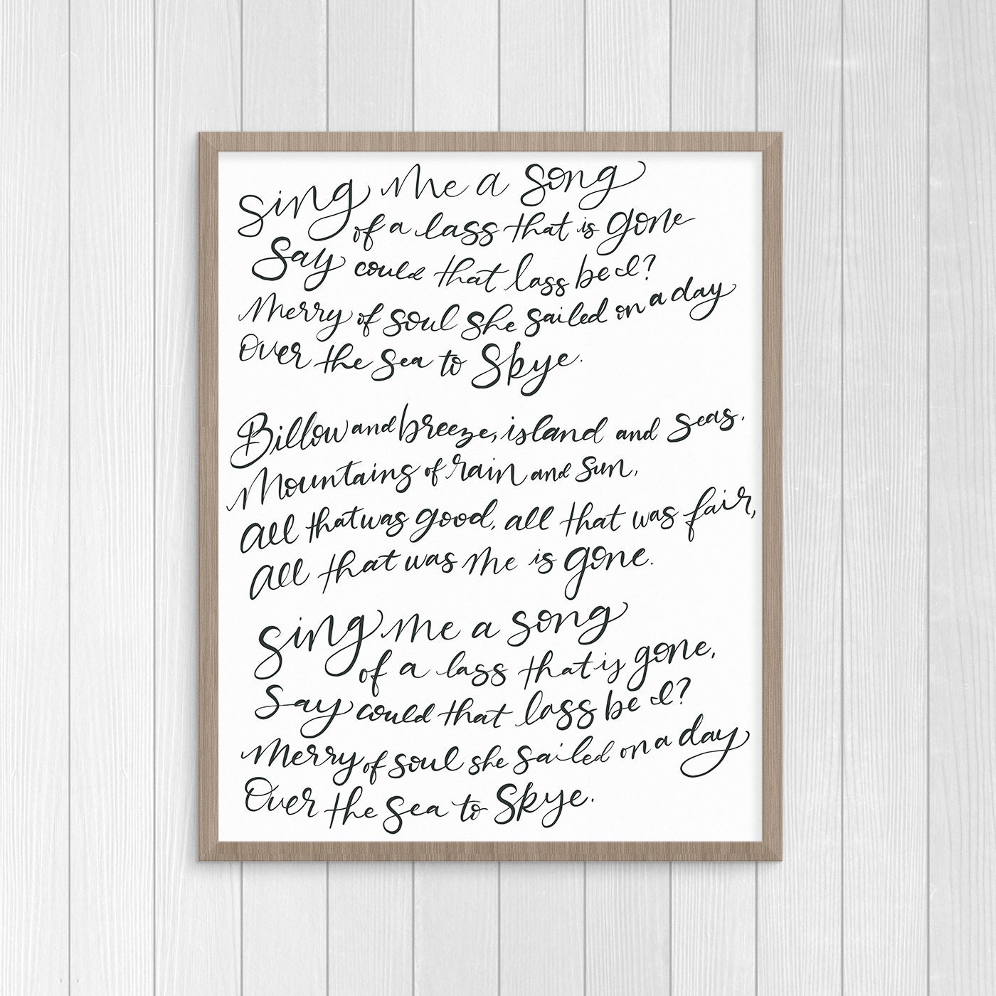 Outlander Theme Song Poster Printable The Skye Boat Song