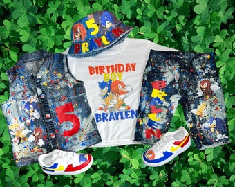 Kids Custom Characters Denim Jean Birthday Outfit