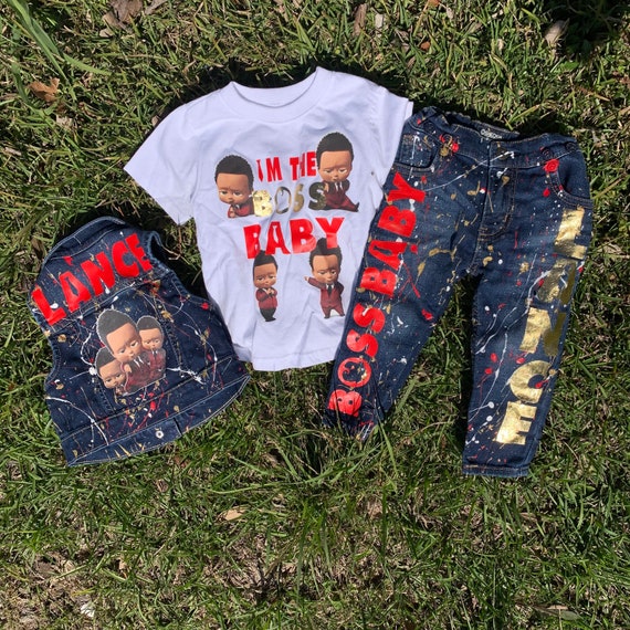 3 Piece Boss Baby Denim Jean Birthday 