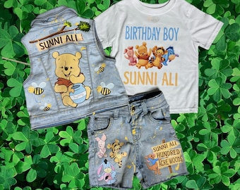 Kids Custom Characters Denim Jean Birthday Outfit